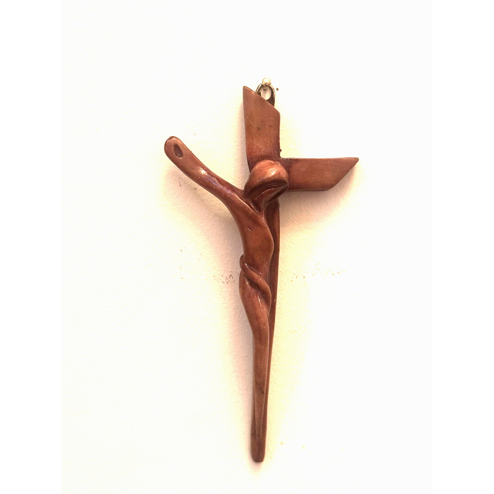 Wooden Crucifix Hand Carved "Christ of Youth" Corpus Christi Abstract Modern